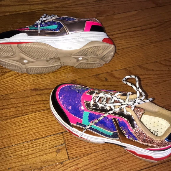 Thick chunky sequins stylish gym shoes - Picture 3 of 3